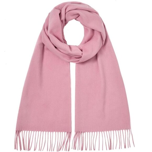 KVSS Pink 100% Pure Cashmere Lightweight Soft Fringed Scarf NEW w/Gift Box! - Picture 4 of 7
